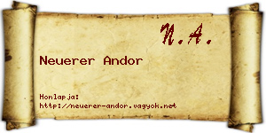 Neuerer Andor névjegykártya